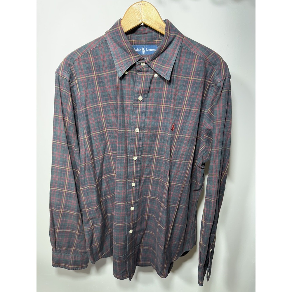 Polo Ralph Lauren Classic Fit Button Down Shirt Mens L Tartan Plaid Outdoor